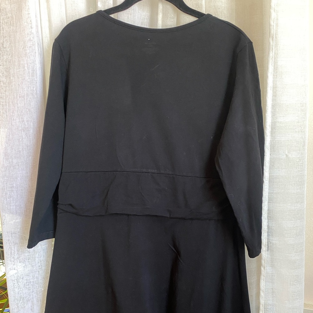 Patagonia Organic Cotton Black Dress V Neck 3/4 Sleeve Size Large - Picture 6 of 13